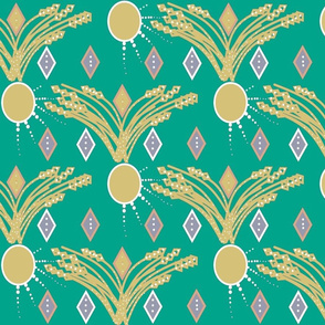 High Summer -Art Deco Wheat Field - Summer 2021 - Emerald Green