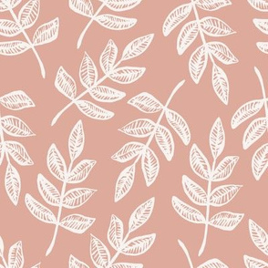 sketched leaves // dusty pink