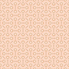 Ditsy print with arrows and circles, neutral colors