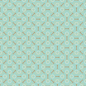 Ditsy print with arrows and circles on mint