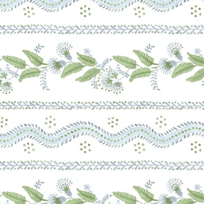Railroaded Soft Blue and greens on white