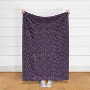 Florals & Pine Cones - (8inx8in) Navy