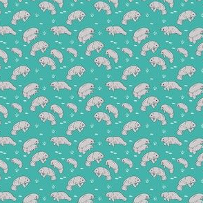 TINY  - manatee fabric // manatees dugong animals design andrea lauren fabric - turquoise