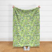 Lime Green Flowers Retro Folkart