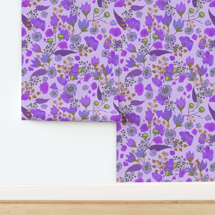 Funky Purple Flowers Folkart