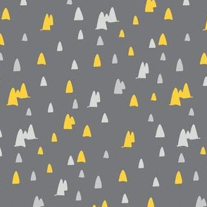 Small Geometric Abstract Triangle Mountains  Kids Speckle Dots Gray Yellow