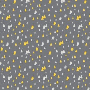 Micro Tiny Geometric Abstract Triangle Mountains  Kids Speckle Dots Gray Yellow
