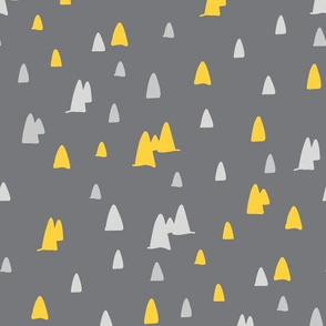 Medium Geometric Abstract Triangle Mountains  Kids Speckle Dots Gray Yellow