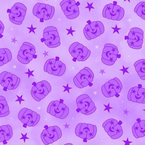 starry eyed and winking pumpkins in violet (small scale)