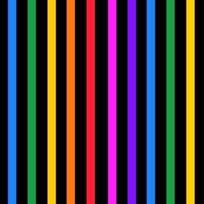 Rainbow stripe on black - vertical (mini)