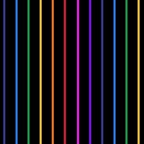 Narrow rainbow stripe on black - vertical  (mini)