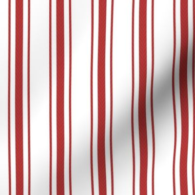 Mattress Ticking Narrow Striped Pattern in Crimson Red