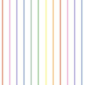 Narrow bright pastel rainbow stripes - vertical (mini)