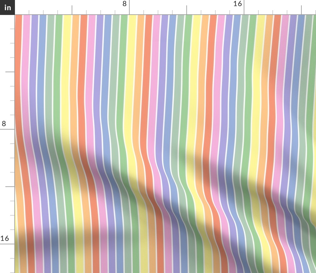 Bright pastel rainbow and white stripes - vertical (mini)