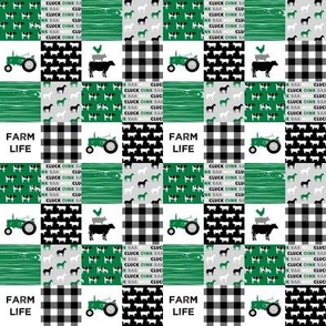 (1" scale) farm life - wholecloth green and black - woodgrain C21