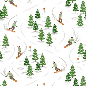 Cool 90s Snowboarders - white green beige orange - large scale