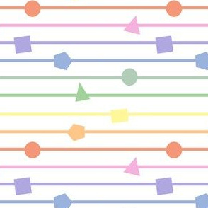 Bright pastel rainbow geometric shapes and stripes  - horizontal (mini)