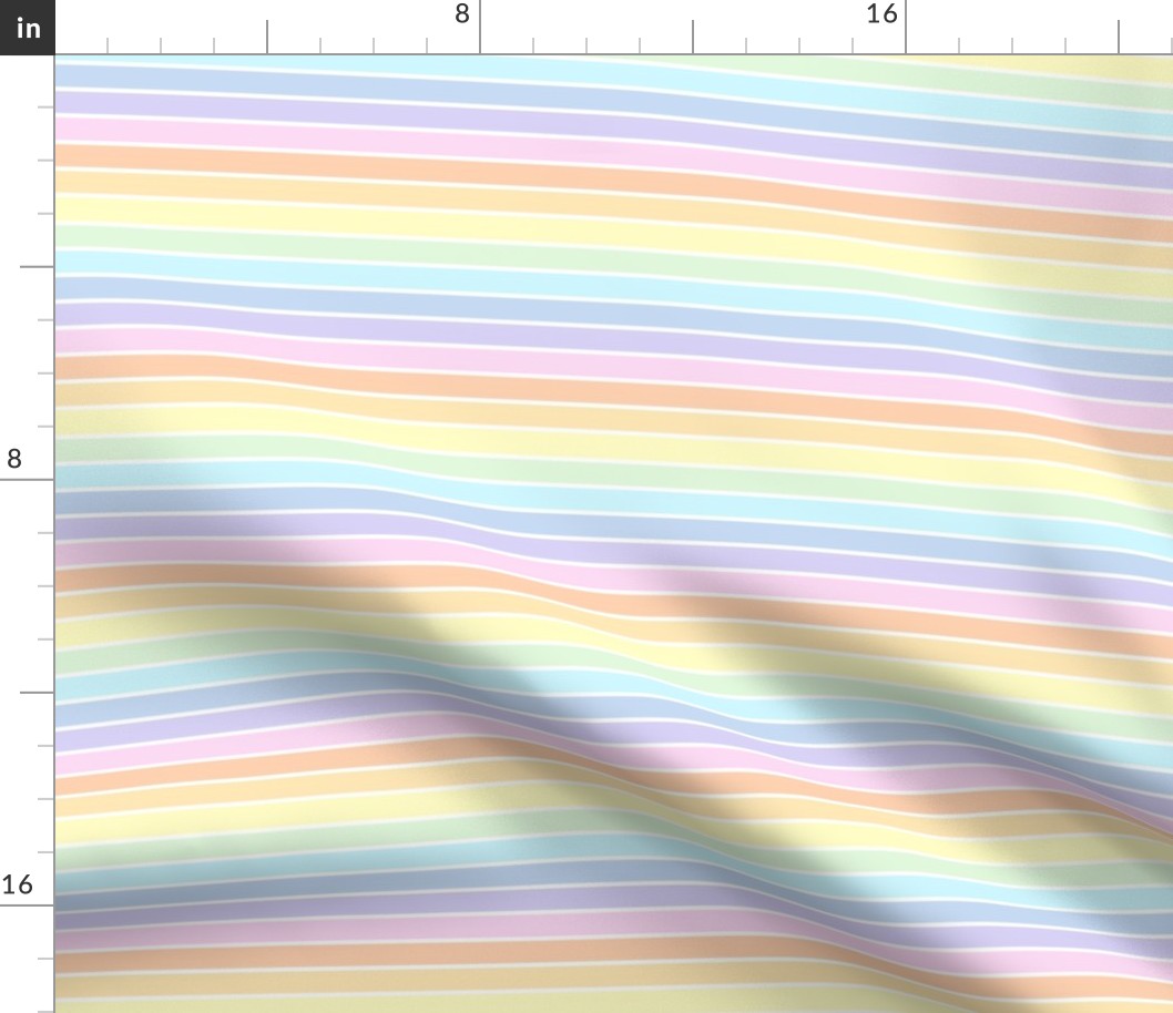 Pastel rainbow and white stripe - horizontal - mini