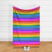 Bright rainbow and white stripes - horizontal - extra large