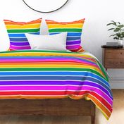 Bright rainbow and white stripes - horizontal - extra large