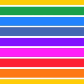 Bright rainbow and white stripes - horizontal - extra large