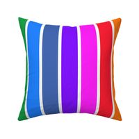 Bright rainbow and white stripes - vertical - extra large