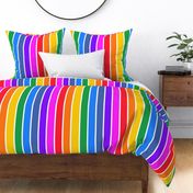 Bright rainbow and white stripes - vertical - extra large