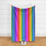 Bright rainbow and white stripes - vertical - extra large