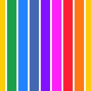 Bright rainbow and white stripes - vertical - extra large