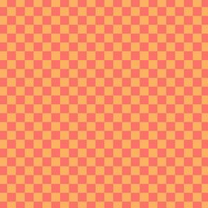 Vibrant Checkerboard of Coral and Persimmon