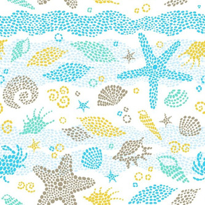 Blue pattern with sea elements