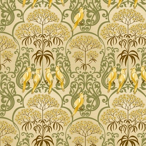 Vintage Floral pattern with birds