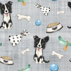 border collie grey linen 