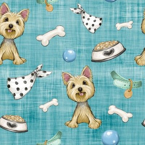 Yorkshire terrier blue linen