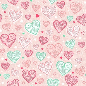 Pink Doodle Hearts 