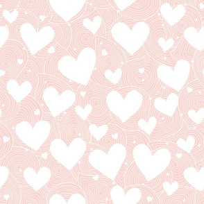 Doodle Hearts on pink backdrop