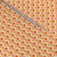 Retro  Geometric  Floral Bright Orange and Pink