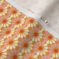 Retro  Geometric  Floral Bright Orange and Pink