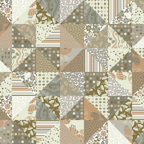 Quilt Block-Faux Quilt-Mushroom Palette