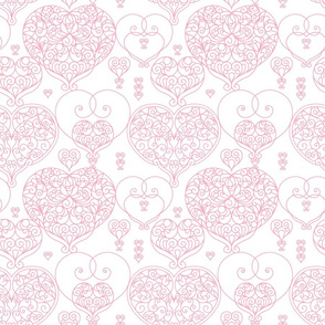 Pink Ornate Hearts in Eastern style