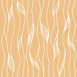 Vertical Line Movement White Leaves Feathers Orange Art