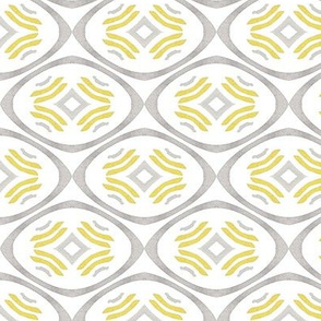 Yellow and Grey Oval Tribal Grid
