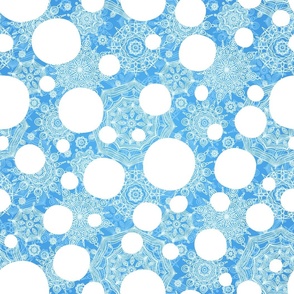 White snowballs on blue