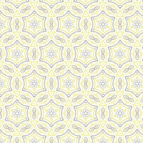 Delicate Yellow and Grey Circle and Star Lace