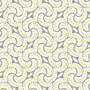 Yellow and Grey Abstract Watercolor Graphic Swirls
