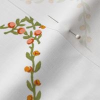 Belvedere Floral Vine Diamond  ~ Peach on White