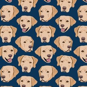 Yellow Labrador Dog Faces - Navy Blue