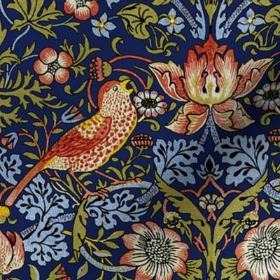 William Morris ~ Strawberry Thief ~ Bright  Blue ~ True Medium