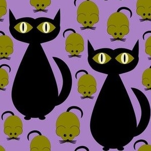 Black Cat and Mouse in Mauve 