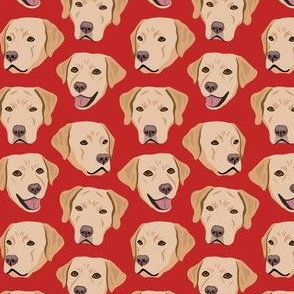 Yellow Labrador Dog Faces - Red